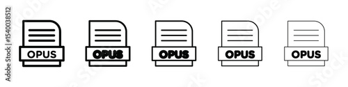 OPUS File Document icon isolated vector on white background set