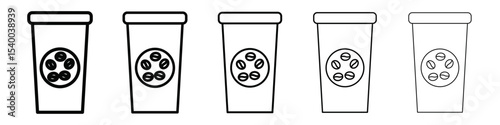 Paper coffee cup icon isolated vector on white background set