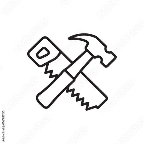 Handyman Services Hammer and Saw Icon Representing Home Repair and Construction