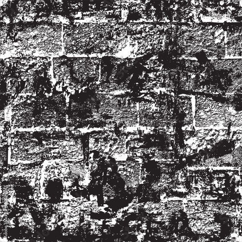 Vector seamless pattern or background with brick wall, stone. Old, broken, chipped shell rock with holes on the theme of construction, repair, funeral services. AI is not used