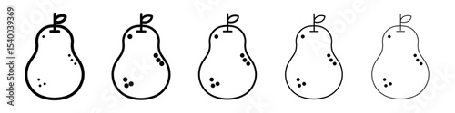 Pear icon isolated vector on white background set