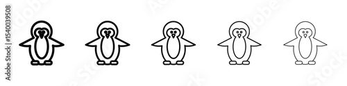 Penguin icon isolated vector on white background set