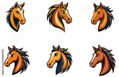Horse Head Vector Designs Set Majestic Equine Illustrations for Logos, Prints, and Creative Artwork