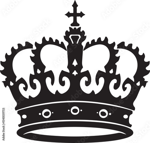 Crown - Black and White silhouettes Isolated Icon 