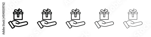 Person offer gift icon isolated vector on white background set