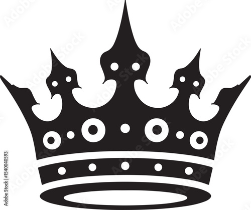 Crown - Black and White silhouettes Isolated Icon 