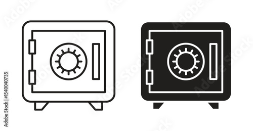 Bank vault icon Logos. Flat Vector Icon Design Template