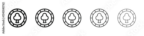 poker chip icon isolated vector on white background set
