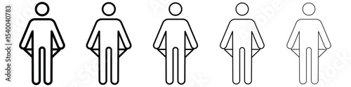 poor person empty pockets icon isolated vector on white background set