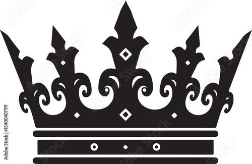 Crown - Black and White silhouettes Isolated Icon 