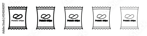 Potato chips Snacks bag icon isolated vector on white background set