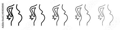 Pregnant woman backache icon isolated vector on white background set