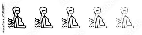 Pregnant woman backache icon isolated vector on white background set