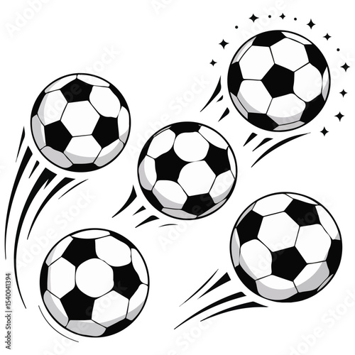 Soccer ball motion trails vector isolated white background