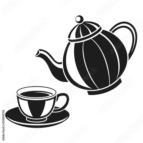 Elegant black teapot with matching cup showcasing a minimalist, refined design