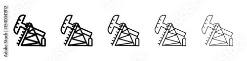 pumpjack icon isolated vector on white background set