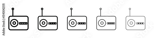 radio icon isolated vector on white background set