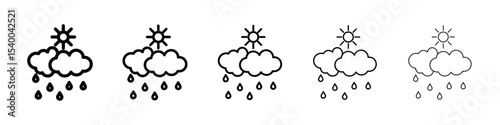 Rain icon isolated vector on white background set