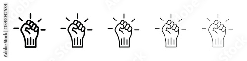 raised fists icon isolated vector on white background set