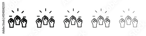 raised fists icon isolated vector on white background set