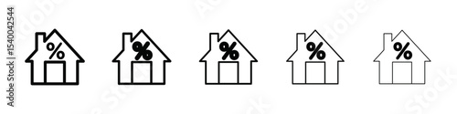 Rate for mortgage icon isolated vector on white background set