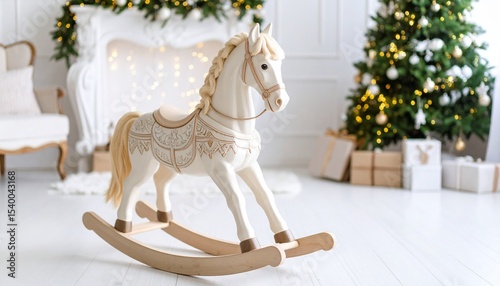 rocking horse on the wooden background