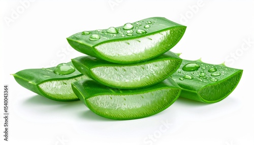 aloe vera with water drops isolated on white 