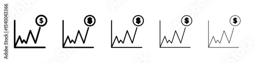 Rise price icon isolated vector on white background set
