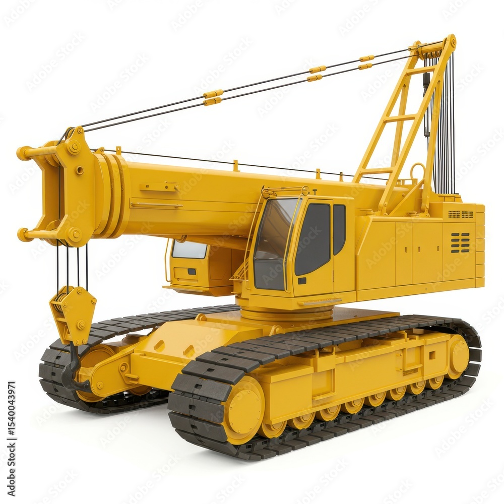 Obraz premium Yellow crane construction equipment machinery industrial crawler