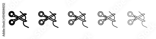 scissors trim cut icon isolated vector on white background set
