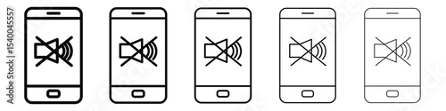 silent phone icon isolated vector on white background set