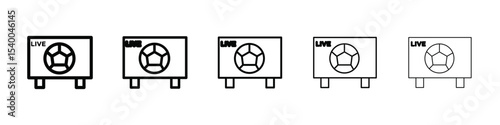 Soccer Live Match On TV icon isolated vector on white background set