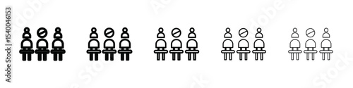 Social distancing sitting icon isolated vector on white background set