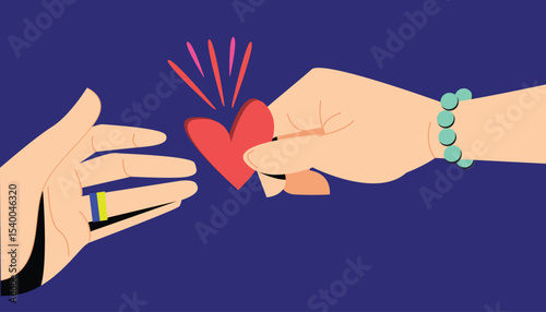 Illustration of Hand Giving Heart Symbol – Love, Support, and Human Connection Concept