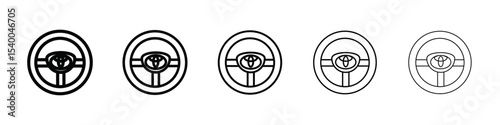 Steering wheel icon isolated vector on white background set