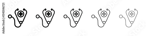 Stethoscope icon isolated vector on white background set