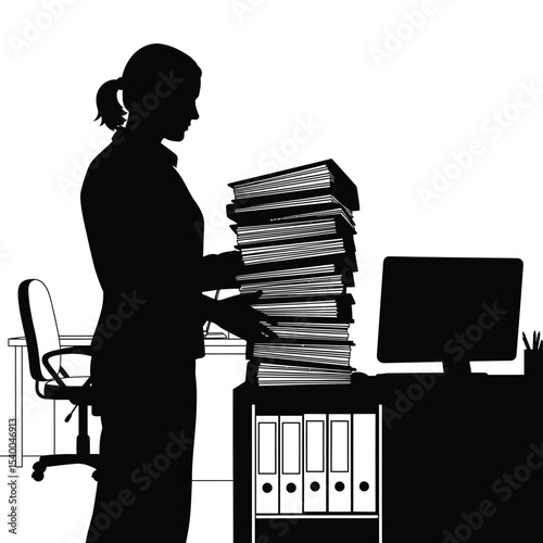 Professional Woman Managing Files - Business Administration