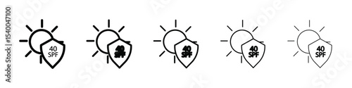 Sun protection factor 40 icon isolated vector on white background set