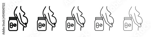 Supplements for pregnant women icon isolated vector on white background set