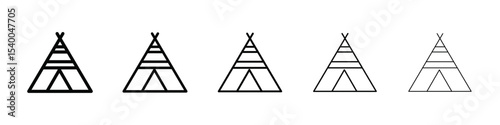 Teepee icon isolated vector on white background set