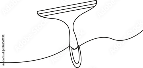Glass cleaner, cleaning glass, squeegee continuous drawing. Cleaning service tools continuous one line vector illustration.