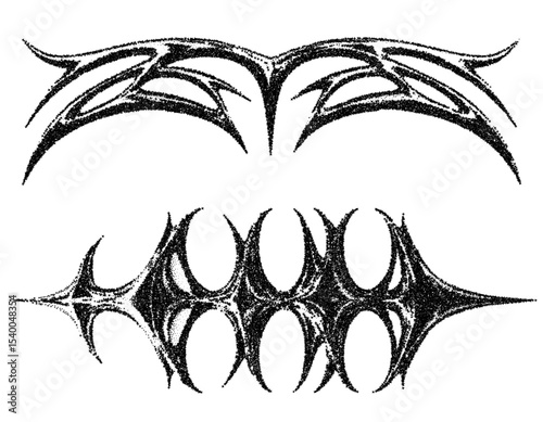 Gothic Stipple Symbol. Spiny Tribal Ornament. Fine effect. 