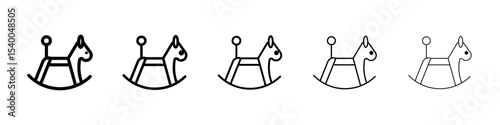 Toy horse rocking chair icon isolated vector on white background set