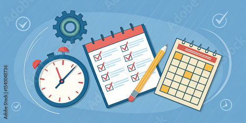 Engaging Creative Illustration of Productivity Tools with Colorful Elements