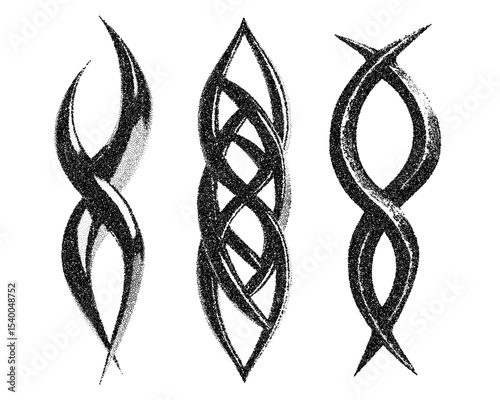 Gothic Stipple Symbol. Spiny Tribal Ornament. Fine effect. 