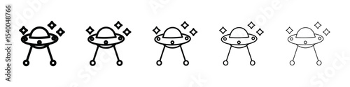 ufo flying icon isolated vector on white background set