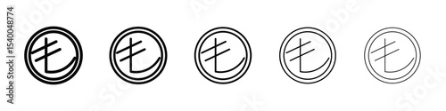 Turkish lira icon isolated vector on white background set