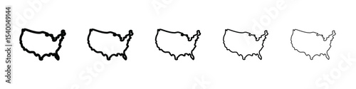 USA Map icon isolated vector on white background set