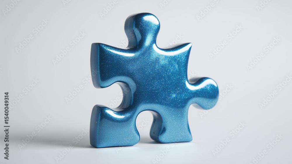 Obraz premium 光沢ブルーパズルの支援象徴