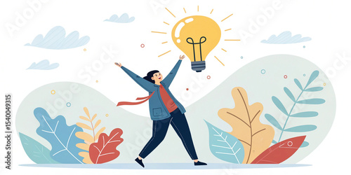 Innovative Creative Thinking Concept Featuring Light Bulb as Head Representation